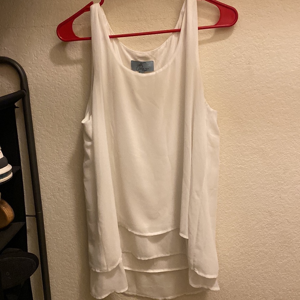 White,  riffled at the bottom blouse